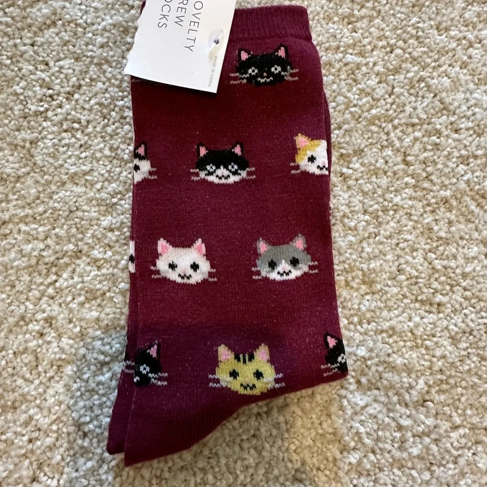 Gray and Maroon Novelty Crew Socks Set